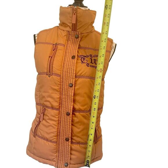 COWGIRL TUFF Co. PUFFER VEST SIP BUTTON DOWN GOLD/BLACK EMBROIDERED SZ S COUNTRY - Picture 5 of 16